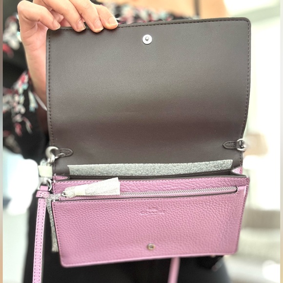 NWT COACH Foldover Clutch Crossbody violet orchid - Picture 6 of 9